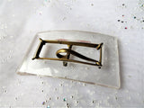 LOVELY Art Deco GLASS Dress Buckle,Curved Cut Glass Buckle,French Dress Buckle,Unique Buckles, 1920s-30s Buckles, Collectible Dress Buckles