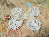 ANTIQUE Small Lace Bow,Organza and Irish Crochet Lace,Victorian,Edwardian Lace,for French Dolls,Hats,Girls Bridal Clothing,Collectible Lace