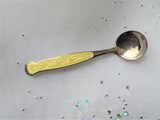 BEAUTIFUL Vintage Danish Yellow Enamel Silver SALT SPOON,Salt Cellar Spoons,Salt Dip Spoon,Collectible Sterling Silver Salt Spoons
