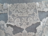 ANTIQUE French Lace Collar,Intricate Floral Lace Pattern Netted Lace,Downton Abbey,Great Gatsby, Flapper, Bridal Gown Lace, Collectible Lace