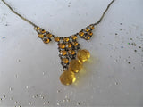 1920s GLITTERING Czech Crystal Necklace,Sparkling Faceted Yellow Glass,Art Deco Necklace,Vintage Bridal Necklace,Collectible Vintage Jewelry