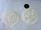 Lovely 1920s ART DECO Snow White Embroidered  Pair Cutwork Floral Appliques Great For Hats Bags Flapper Head Bands Dresses Downton Abbey Era