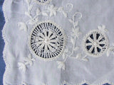 BEAUTIFUL Antique French Embroidered Silk Handkerchief Hanky Lots of Handwork Needle Lace Special Bridal Wedding Hankie, Collectible Hankies