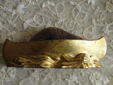 Antique Art Nouveau Victorian Figural PIN CUSHION Golden Canoe Boat and Waves Decorative Antique Pin Cushion Needlework Sewing Tool