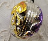 Antique XMAS German Figural Ornament Hand Blown Mercury Glass Painted Purple Gold High Relief Christmas Ornament  Perfect for A Feather Tree