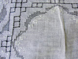 Antique WEDDING HANDKERCHIEF Art Deco Drawn Thread Gorgeous Bridal Hankie Stunning Madeira Embroidered Flowers Drawnthread Work Linen Hanky