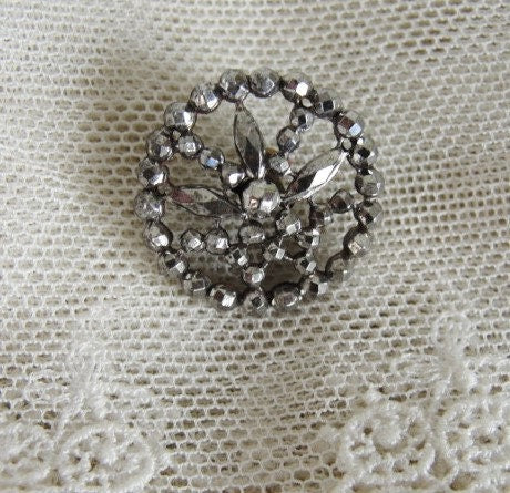 LOVELY Antique French Cut Steel Button,Victorian Fancy Button