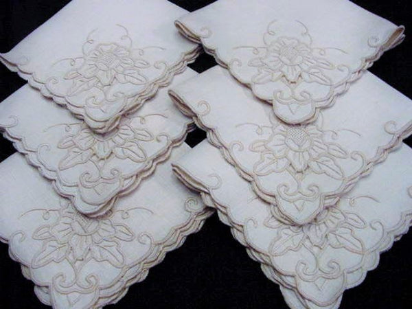 Excellent Vintage Tablecloth/ Tea Topper w/ Cutwork and Madeira outlets Embroidery