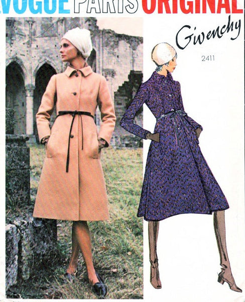 70s GIVENCHY Coat Pattern Vogue Paris Original 2411 Stunning Design A Line  Side Bk Inverted Pleats B 34 Vintage Sewing Pattern