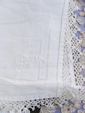 Antique HANKY 20s Tatted Tatting Lace Edge Fine Embroidery Handkerchief Hanky Hankie For Bride To Be Special Wedding Lace Downton Abbey Era