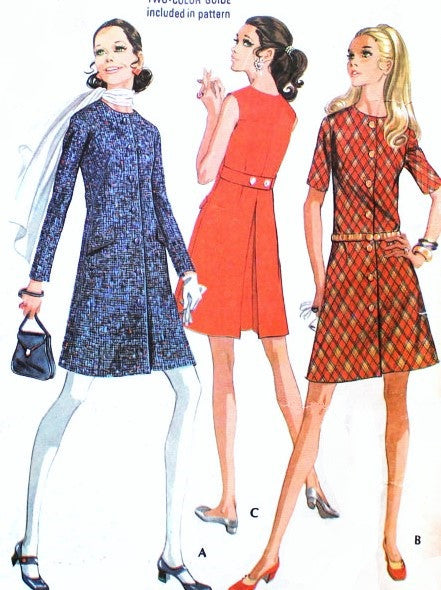 1960s MOD Dress Pattern McCalls 2129 CUTE Front Button Coat Dress Bust – A  Vintage shop