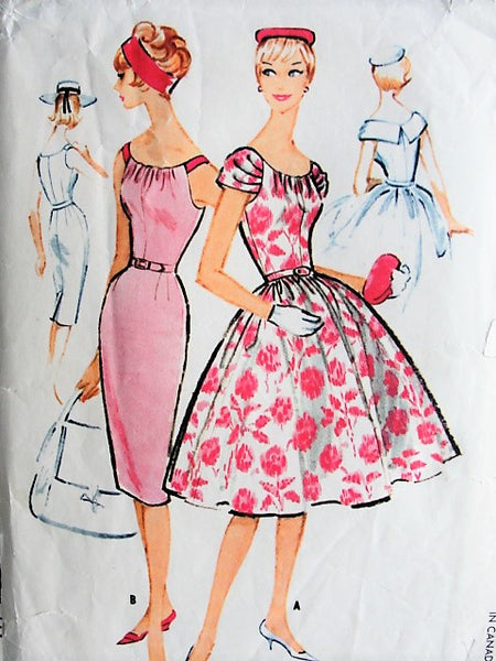 1950s Pure Glamor Evening Gown Cocktail Party Dress and Stole Pattern  McCalls 9568 Vintage Sewing Pattern Flattering Shaped Neckline, Scoop Back,  Full Skirt Bust 30