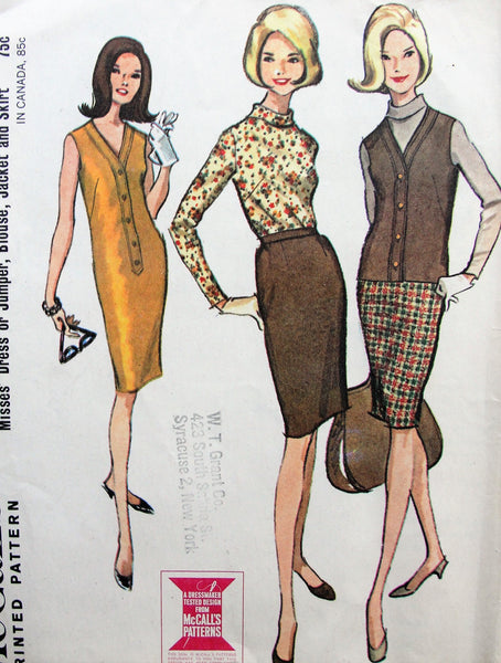 1960s FAB Tapered Slim Pants, Skirt and Blouse Top Pattern ADVANCE 3029  Bust 33 Sew Easy Vintage Sewing Pattern UNCUT