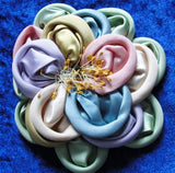 Authentic ANTIQUE French RIBBONWORK Large Rosette Flower Flowers 20s Flapper Floral Millinery Hats Bridal Wedding Downton Abbey Era