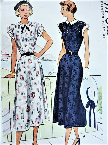 1940s ELEGANT 2 Pc Dress Pattern McCALL 7075 Beautiful Design Details Bust  35 Vintage Sewing Pattern