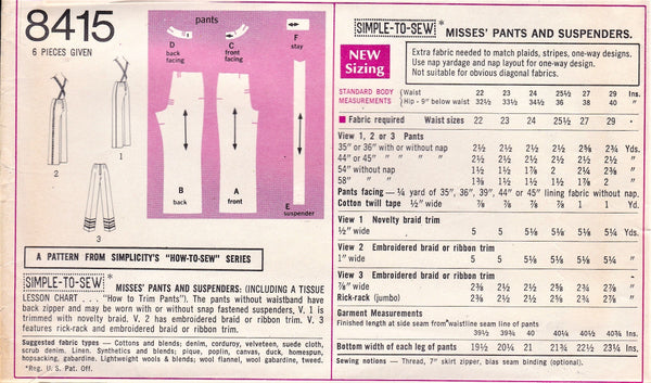 1960s Vintage Sewing Pattern Pencil Pants Blouse Bust 34 Quick 'N Easy -  Ruby Lane