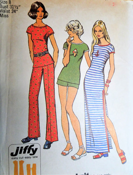 Vintage 1972 Simplicity Sewing Pattern 5477 Misses' Jiffy look Slimmer  Dress Size 12 Bust 34 Waist 26.5 Hip 36 UNCUT Factory Folded 