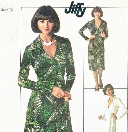70s DVF Wrap Dress Pattern SIMPLICITY 7705 Diane Von Furstenberg Style Wraparound Dress Famous Iconic Design American Hustle Bust 34 Vintage Jiffy
