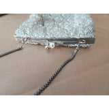 GORGEOUS Vintage 50s Evening Bag Purse, Stunning Hand Beaded Hand Bag Silver Clear Stones,Wear or Collect It,Collectible Vintage Purses