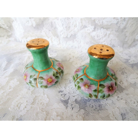 BEAUTIFUL Vintage Hand Painted Salt and Pepper Shakers, Pretty Pink Flowers, Signed By Artist, Perfect Gift, Cottagecore Collectible  China