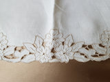 VINTAGE Madeira Tray Cloth Centerpiece Doily, Hand Embroidered, Floral Cutwork, Cottage Farmhouse Décor ,Vintage Table Linens