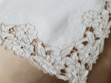 VINTAGE Madeira Tray Cloth Centerpiece Doily, Hand Embroidered, Floral Cutwork, Cottage Farmhouse Décor ,Vintage Table Linens