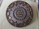 BEAUTIFUL Victorian Large Button, Sparkling Paste Stones Jewels, Rose Gold Gilt , Lovely Colors, Collectors Antique Buttons