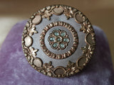 BEAUTIFUL Victorian Large Button, Sparkling Paste Stones Jewels, Rose Gold Gilt , Lovely Colors, Collectors Antique Buttons