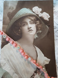 Victorian Dress Trim, French Rose Pink Glass and Frosted Glass on Pink Silk, Perfect Tiny Size For Doll Costuming, Fine Heirloom Sewing