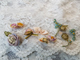 French RIBBONWORK Flowers,Rosettes,Ribbon Flowers For Doll Costuming, Hats,Flapper Dress,Collectible Vintage French Trims