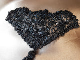 BEAUTIFUL Victorian Jet Glass Beaded Dress Applique,Black Glass Sewing Applique,Antique Dress Trim,Victorian Glass Trims,Collectible Trims