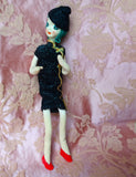 FABULOUS 1960s Japanese Fashion Posable Vintage Doll, Kawaii ,Showa, Big Eyes Cloth Doll, Collectible Dolls