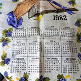 VINTAGE 1982 Calendar Tea Towel, Never used, Religious, Lovely Colors, Vintage Kitchen Décor