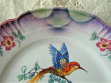 ART DECO Cake Plate, Beautiful Lusterware, German Porcelain, Exotic Bird and Flowers, Decorative Cabinet Plate, Romantic Cottage Decor