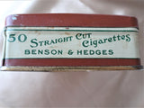 ANTIQUE Tobacco Cigarette Tin, Straight Cut Benson & Hedges,  Edwardian Tin, Collectible Tins