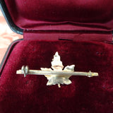 ANTIQUE Maple Leaf Bar Brooch, 10KT Gold, Engraved Maple Leaf, Collectible Vintage Jewelry