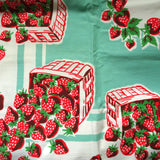 CHARMING Vintage Printed Tablecloth,Baskets of Strawberries,Colorful Cloth, Kitchen Decor,Farmhouse,Collectible Vintage Tablecloths,Linens