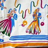 RARE Vintage Printed Tablecloth,Dancing and Big Band,Colorful Cloth, Kitchen Decor,Farmhouse,Collectible Vintage Tablecloths, Table Linens