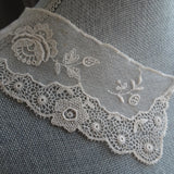 BEAUTIFUL Antique French Netted Lace Collar,Intricate Lace Rose and Flower Pattern, Embroidery,Downton Abbey Great Gatsby Flapper Bridal Lace,Collectible Lace