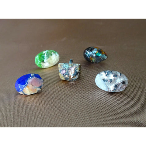 BEAUTIFUL Rare Antique Art Glass Popper Buttons,5 Lovely Art Glass Buttons By Leo Popper, Collectible Vintage Buttons
