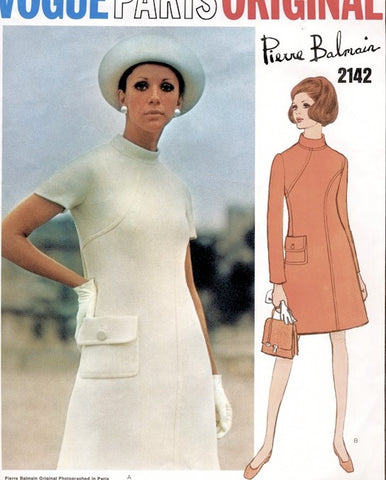 1960s Pierre Balmain Dress Pattern VOGUE PARIS Original 2142 Eye Catching Seam Interest Design Bust 32 Vintage Sewing Pattern FACTORY FOLDED