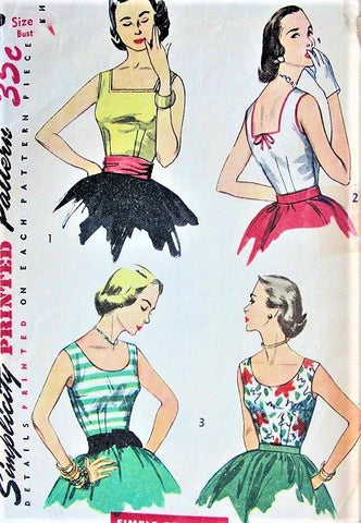 50s ROCKABILLY Summer Blouses Pattern SIMPLICITY 4350 Three Pretty Styles Simple To Make Bust 34 Vintage Sewing Pattern FACTORY FOLDED
