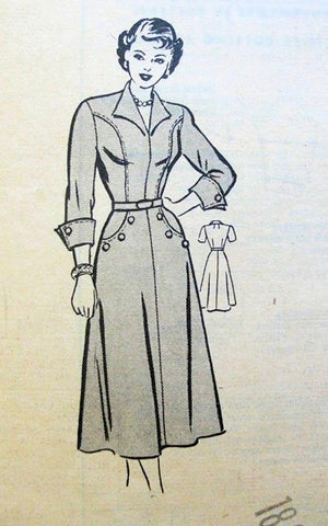 1950s STYLISH Dress Pattern ANNE ADAMS 4546 Wing Collar and Cuffs Dress Bust 34 Vintage Sewing Pattern