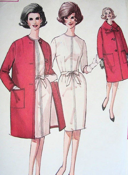 60s STYLISH Slim Dress and FAB Coat Pattern SIMPLICITY 4619 So Jackie ...