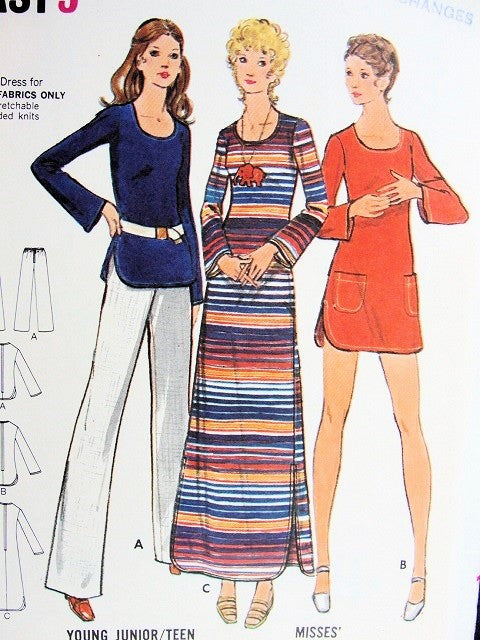 1970s CUTE Flared High Waisted Top or Mini Dress Pattern McCALLS 3682, Two  Sleeve Styles, Perfect Jeans Top, Bust 34 Easy Vintage Sewing Pattern