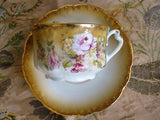 BEAUTIFUL Victorian Teacup and Saucer Lush Pink Roses Cabinet Cup and Saucer Tea Time China Collectible Antique Teacups