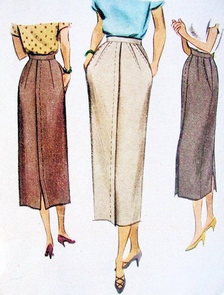 40s CLASSY Slim Skirt Pattern McCall 7836 Lovely Details Waist 28 Vintage Sewing Pattern