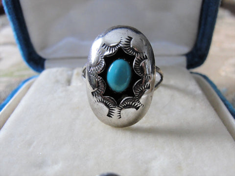 FABULOUS Vintage Sterling Silver and Turquoise Stone Ring,Sky Blue Turquoise,Vintage Native Indian Silver, Silver Ring,Old South West Turquoise Jewelry,South Western Jewelry