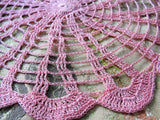 PRETTY Vintage Doily PINK Hand Crocheted Doily Farmhouse Decor, French Country Cottage,Unique Design Collectible Doilies
