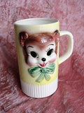 CUTE Miss Priss Style Teddy Bear Mug Cup Lefton Vintage Kitcsch Kitschy Anthropomorphic China Japan Kawaii Collectible